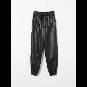 Faux Leather Panel Joggers Children - Black Pants