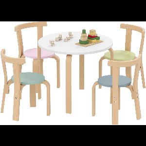 AIYAPLAY Kindertafel- en stoelset Populierenhout, berkenfineer 60L x 60B x 50H cm Meerkleurig