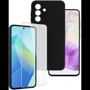 Soft Back Cover Hoesje Geschikt voor: Samsung Galaxy A36 Silicone Zwart + 2x Tempered Glass Screenprotector - ZT Accessoires
