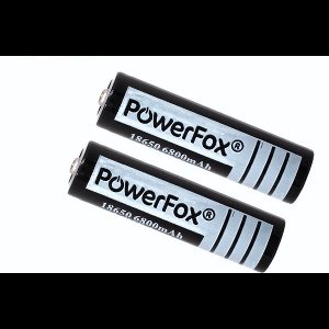 PowerFox® 2x 18650 Lithium batterij 3,7V 6800mAh oplaadbare batterij zwart