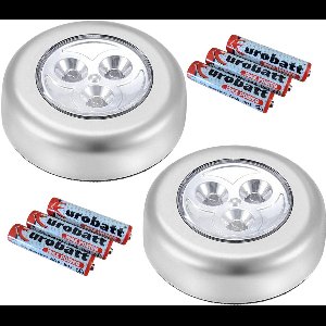 Verlichting - 2 x - LED Druklampen - 6 Batterijen - Zelfklevend - 3 LED's - Zilverkleur