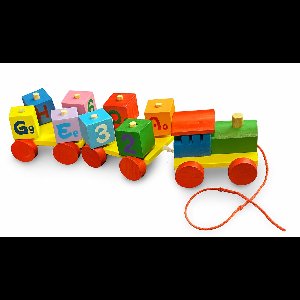 Houten Blokkentrein met Draaiende Blokken – Educatief Speelgoed met Cijfers & Letters – Duurzaam Cadeau voor Peuters (3+)