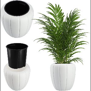 KADAX Bloempot van kunststof, diameter 39 cm, 5 kleuren, moderne bloemenvaas, plantenpot, plantenpot, kunststof bloempotten, ronde bloempot (H: 40 cm, wit)