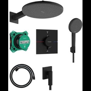 Hansgrohe Raindance Alive S - Doucheset met inbouwthermostaat, diameter 30 cm, 3 stralen, matzwart 24630670