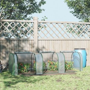 Foliekas, broeikas, kas met deur, koud frame, plantenhuis, plantenkwekerij, staal, transparant, 295 x 100 x 80 cm