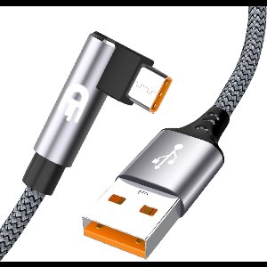Drivv. USB naar USB C Kabel - Haaks - USB C Data en oplaadkabel - Fast Charge / Snellader - 2 Meter - Grijs