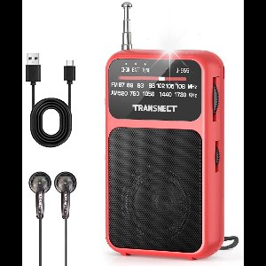 TRANSNECT® - Draagbare Noodradio - Rood - AM/FM - Oplaadbaar & Op Batterijen - Koptelefoonaansluiting - Draagbare Radio - Wereldradio - Noodpakket Must Have - Zakradio - Voor Rampen - Kleine - Transistor Radio - Telescopische Antenne