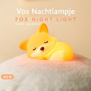 Crrynuo Nachtlampje - Kinderkamer Verlichting - Siliconen - Vos Nachtlampje Oranje - Met Touchbediening, Dimbaar, 20-Minuten Timer En USB Oplaadbaar