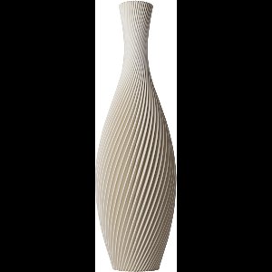 Slimprint Vaas FLORA, Creme Wit, D18,4 x H60 cm, Hoge Spiraal Vaas met Elegant Gestreept Design voor Pampas Pluimen, Gemaakt van Gerecycled Biokunststof van Fruitverpakkingen