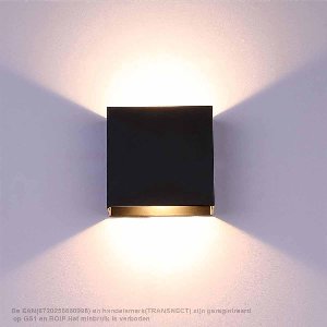 Wandlamp Binnen - LED - 10W - 3000K Up en Down licht - incl. lichtbron - voor Woonkamer, Slaapkamer, Hal - Zwart Square
