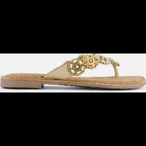 Lazamani - Soe Leren Dames Slippers Beige - Maat 40