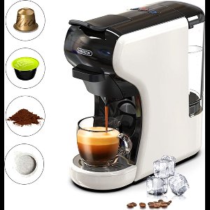 HiBREW H1A 4 IN 1 Expresso Koffiezetapparaat Compatibel met Dolce Gusto Gemalen Koffie(Wit)-Koud en Heet Extractiesysteem-19 Bar Hoge Druk-2 Kopjes Maatopties-Veilig, Geluidsarm en Makkelijk Schoon Te Maken