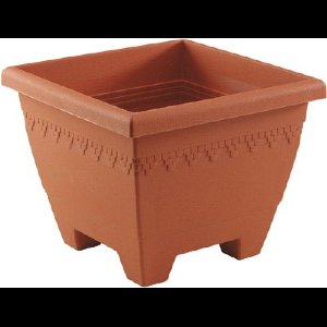 Hega Hoger Plantenbak/bloempot Lima - terracotta - vierkant - kunststof - 35x35x28 cm - planten pot