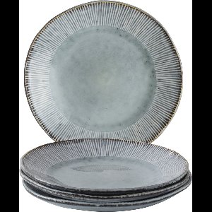 Dutch Rose Organic Borden set - Giftset 4 - 21,5 cm - Stoneware Handgemaakt - Blauw