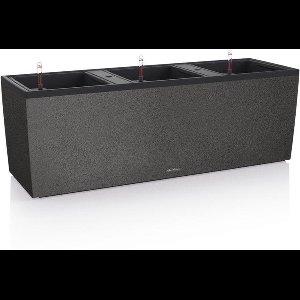 LECHUZA TRIO STONE 30 - Plantenbak - met uitneembare binnenbakken - met bewateringssysteem - ALL-IN-ONE set met LECHUZA-PON - grafietzwart