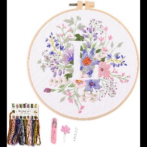 Borduurpakket Bloemen en Letterontwerp - Compleet Handwerkpakket voor Beginners en Volwassenen