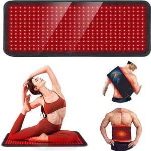 Roodlichttherapie & Near-Infrarood Mat 80×30 cm – 360 LEDs, 660 nm & 850 nm Dual-Chip – Flexibele Infrarood Riem met Timer, Beschermhoes & Veiligheidsbril – Voor Spieren, Rug, Schouders & Gewrichten