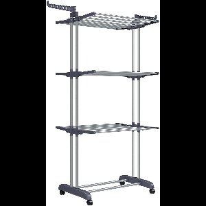 DoneMore® – wasdroger – vleugelwasdroger – 4 niveaus – opvouwbaar – met wielen – grijs – 125,5 × 63,5 × 173 cm – 4,6 kg