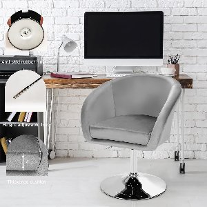 Barstoel met rugleuning & armleuningen – Novihome Luxe Velvet Barstoel, 360° Draaibaar en Hoogte Verstelbaar, Comfortabele Samt Zitting, Stabiel Metaal Frame, Scandinavisch Design, 72-86 cm, Grijs