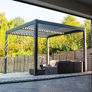 BPS Deluxe Aluminium Pergola – 3m x 3m – Volledig Aluminium – 100mm Dikke Paal – Dubbel Zone Dak – Weer- & Roestbestendig – Snelle & Eenvoudige Montage