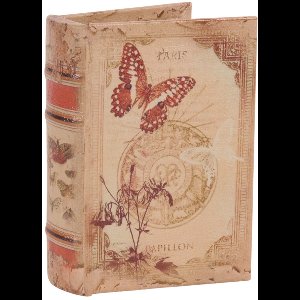 Baroque - Opberger - Opbergboek Vlinder 15 cm - Beige - 15x10x3.5 - PU Leather