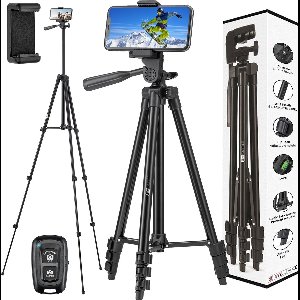 Studio ME Telefoon Statief - 128 cm - Tripod Smartphone - Zwart - Camera Statief - Telefoonhouder - Incl. Bluetooth Afstandsbediening - Statief Telefoon
