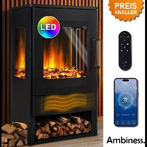 Magnus 2-in-1 Elektrische Haard met 3D LED Vlameffect, 2 Warmtestanden 1000/2000 W, Smart Home & App Bediening, Inclusief Afstandsbediening, Timer en Thermostaat, Oververhittingsbeveiliging, Gehard Glas, Vrijstaand, Modern Design