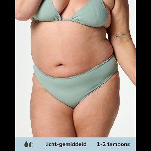 Moodies menstruatie zwemkleding - Basic slip - licht-gemiddeld kruisje - Groen - maat XL