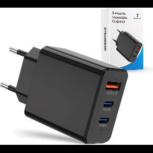 DynaBright Snellader - 50W - Adapter - 3 in 1 - Adapter USB C - PD 3.0 & QC 3.0 – 2x USB-C - 1x USB-A - Oplader – 3 Poorten