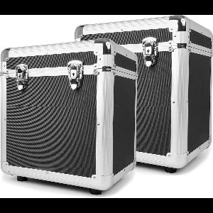 Platenkoffer - Set van 2 Power Dynamics RC100 platenkoffers 12 voor totaal 160 platen - Zwart