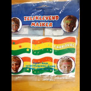 Zelfklevende Carnaval Gezichtsstickers Rood-Geel-Groen voor kinderen