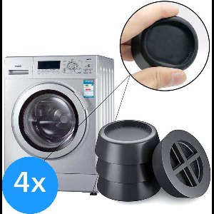 Vardaan Trillingsdempers - Voor wasmachine of droogkast - Trillingsmat - Anti-vibratie pads - Antislip Rubber - Set van 4 - Zwart