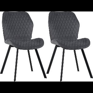 Colenis® - Rio eetkamerstoel - Set Van 2 - Grijs - Fluweel - Velvet - Industrieel - Stoel