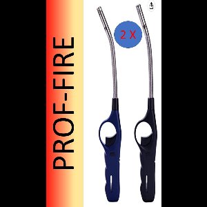 Prof-Fire | Set van 2 Gasaanstekers - Navulbaar - Flexibele Hals - Regelbare vlam - Vergrendelbaar - Fire-Up kwaliteit