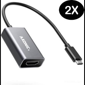 Usb c naar HDMI Adapter | Set van 2 stuks | USB-C HUB 4K  | Type-c to HDMI converter |Thunderbolt 3 | Compatible Apple Macbook | Chromebook | IMAC | Surface | XPS | Dell | Lenovo | Samsung | HP |Spacegrey | A-KONIC©
