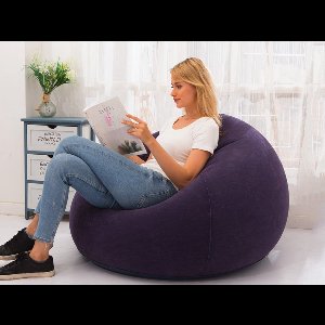 Opblaasbare sofa - blauw - loungestoel - ligstoel - beanless zitzak - relax stoel - comfortabel - hoge kwaliteit - eenpersoons stoel