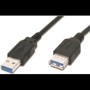 Digitus AK-300203-030-S USB-kabel USB 3.2 Gen1 USB-A stekker, USB-A bus 3.00 m Zwart
