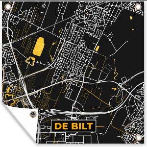 Tuindoek De Bilt - Stadskaart - Goud - Kaart - Plattegrond - Nederland - 100x100 cm