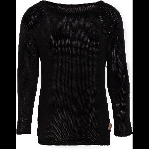 Knit Factory Jasmin Gebreide Dames Trui - Trui dames - Pullover voor de lente en zomer - Zomer trui dames - Damestrui - Duurzaam & milieuvriendelijk - Boothals - Lange mouw - Zwart - 36/38 - 80% Gerecycled katoen