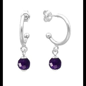 ARLIZI 2062 Oorbellen oorringen amethist hanger - sterling zilver - 3 cm
