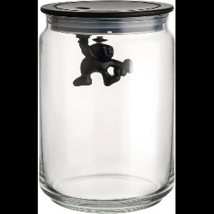 Alessi Gianni - Glazen pot met deksel 15 cm - Zwart