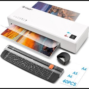 Gadgetplace Lamineerapparaat A4 met 40 Lamineerhoezen - Warm & Koud - Hoeksnijder - Lamineermachines - Plastificeerapparaat - Lamineer - Laminator