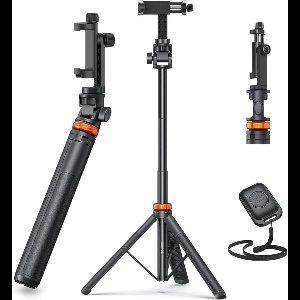 Sounix Telefoon Statief - SelfieStick Tripod met Bluetooth Afstandsbediening - tot 158 cm hoog - Tripod Smartphone - Action Camera Statief - Zwart