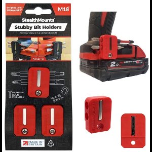 StealthMounts BH-M18-S-RED Stubby magnetische bithouder voor Milwaukee - 3 stuks