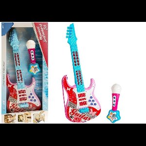 Elektrische Speelgoed gitaar voor kinderen Met Microfoon Blauw/Roze - Kinder Gitaar 57 cm - Speelgoedgitaar