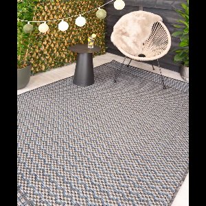 Buitenkleed zigzag - Coastal Waves blauw/grijs 160x230 cm