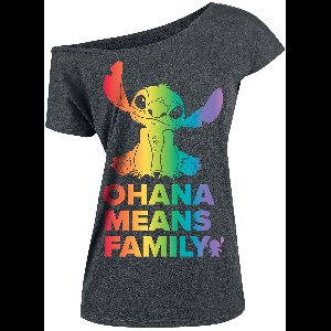 Lilo & Stitch Ohana Rainbow Dames T-shirt - grijs - XL