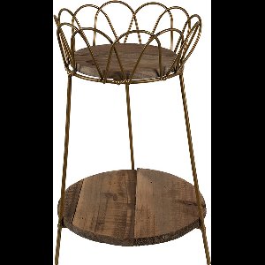 Clayre & Eef Plantentafeltje Ø 21x32 cm Goudkleurig Bruin IJzer