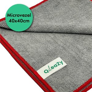 10x QleaZy Soft microvezeldoek 40 x 40 cm | Grijs-Rood