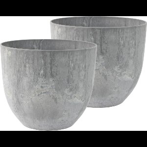 Ter Steege Plantenpot - 3x stuks - betongrijs - kunststof - D28 x H24 cm - bloempot